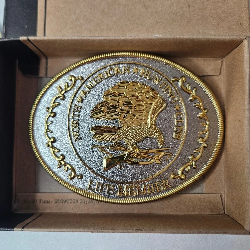 North American Hunting Club‎ Life Member Belt Buckle & Whitetail Deer Medallion